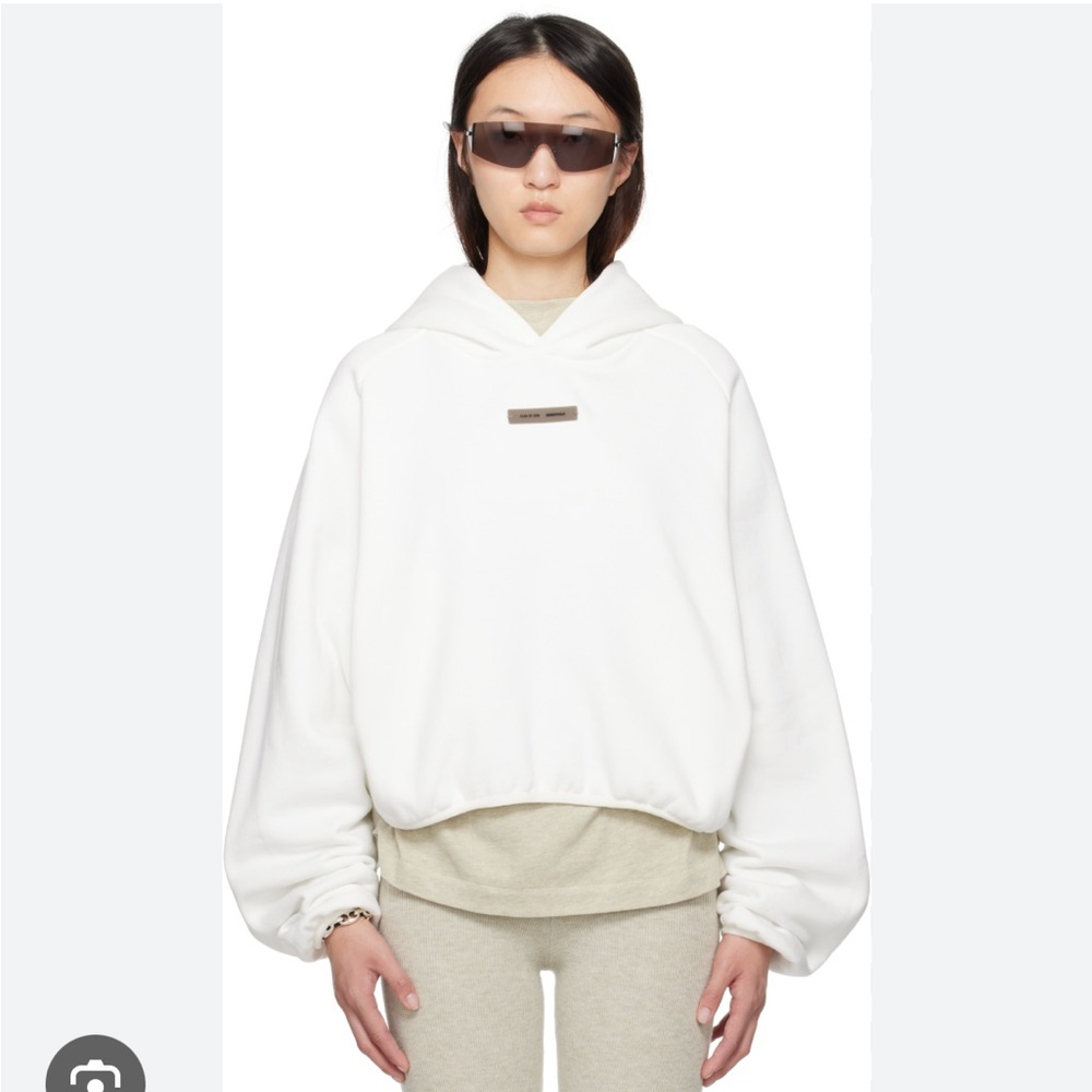 Fear of God Essentials Cream and White Hoodie